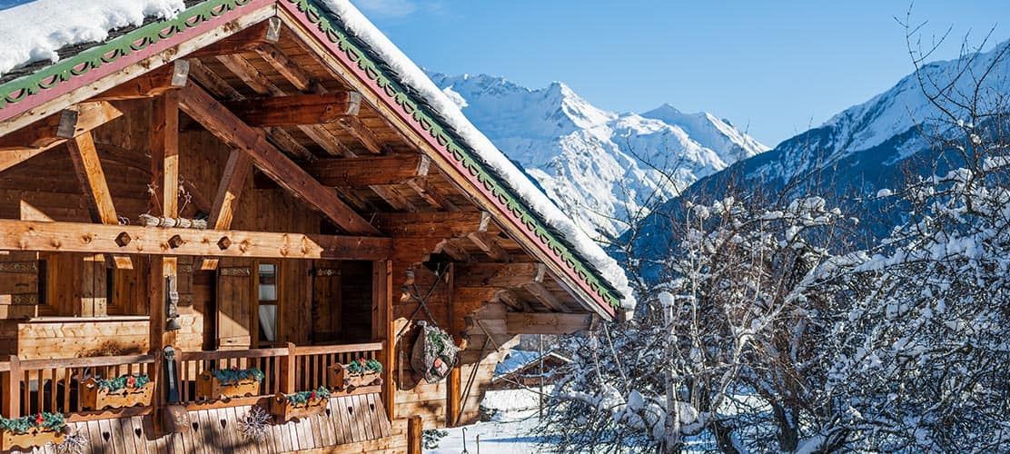 Lovely exterior shot of stand-alone catered chalet