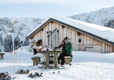 Stopping for a drink by the pistes of Courchevel