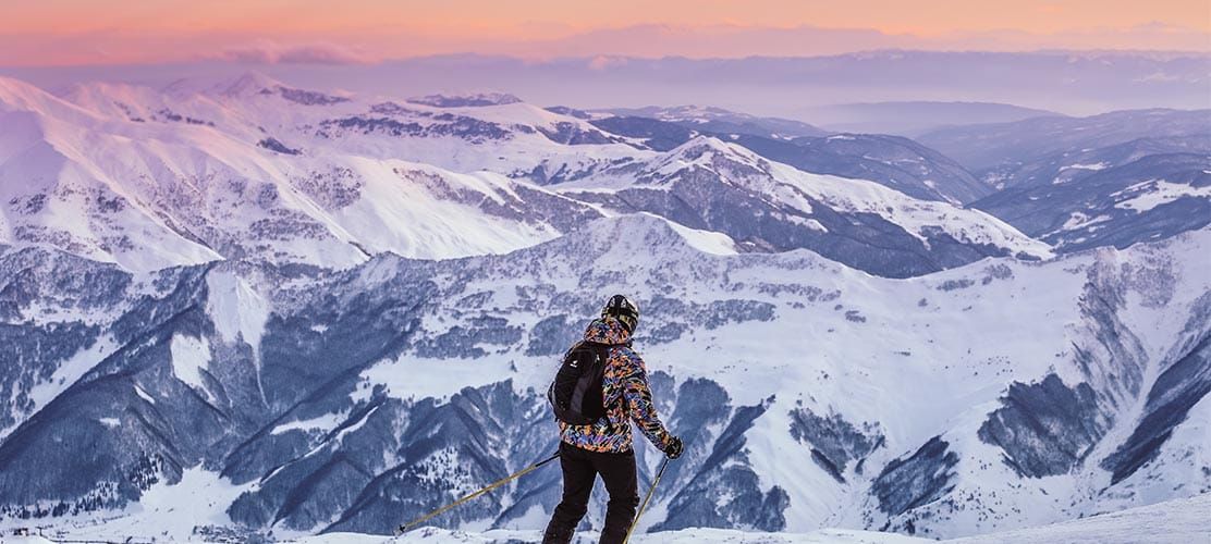 skier in Georgian mountains